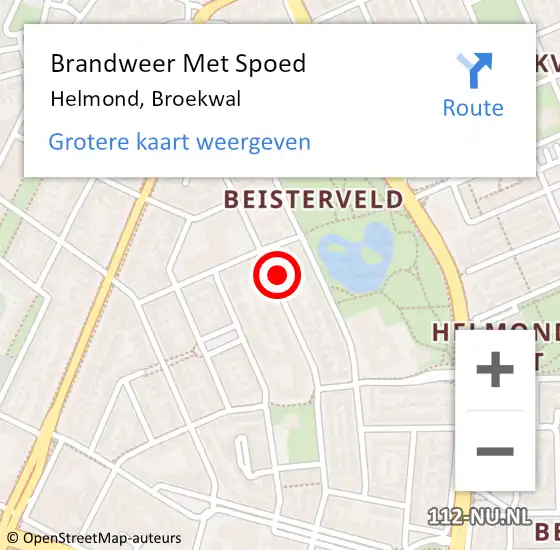 Locatie op kaart van de 112 melding: Brandweer Met Spoed Naar Helmond, Broekwal op 16 januari 2023 01:24