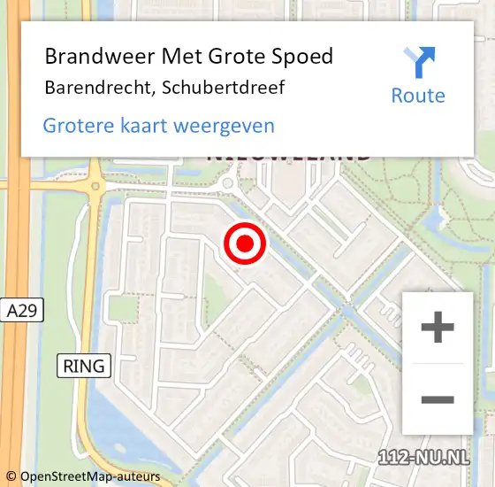 Locatie op kaart van de 112 melding: Brandweer Met Grote Spoed Naar Barendrecht, Schubertdreef op 16 januari 2023 02:14