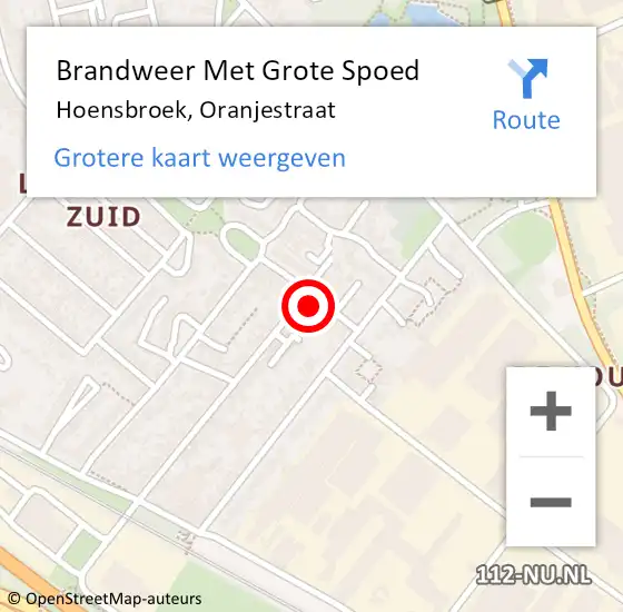 Locatie op kaart van de 112 melding: Brandweer Met Grote Spoed Naar Hoensbroek, Oranjestraat op 16 januari 2023 02:49