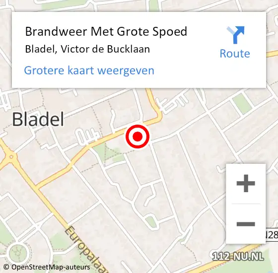 Locatie op kaart van de 112 melding: Brandweer Met Grote Spoed Naar Bladel, Victor de Bucklaan op 16 januari 2023 03:20