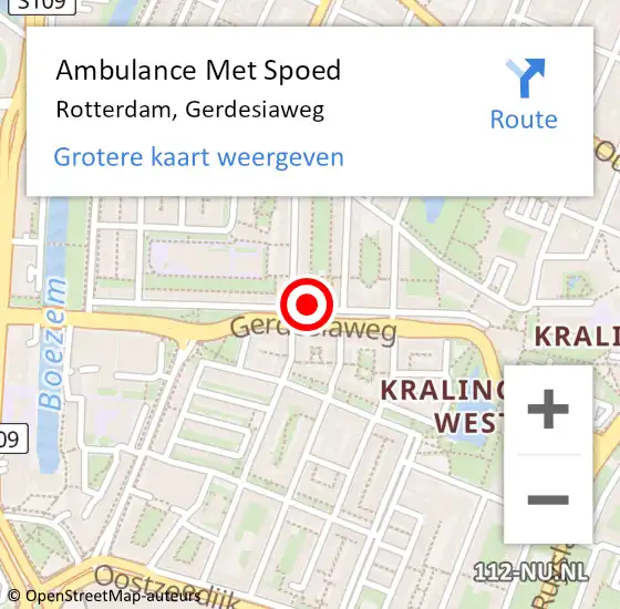 Locatie op kaart van de 112 melding: Ambulance Met Spoed Naar Rotterdam, Gerdesiaweg op 16 januari 2023 03:43