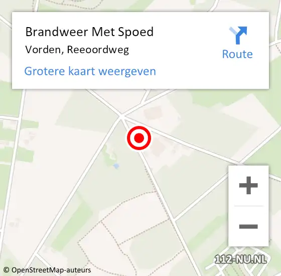 Locatie op kaart van de 112 melding: Brandweer Met Spoed Naar Vorden, Reeoordweg op 16 januari 2023 04:23