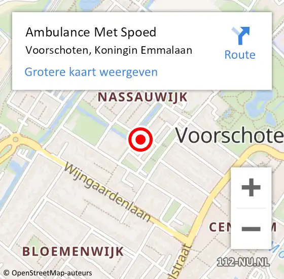 Locatie op kaart van de 112 melding: Ambulance Met Spoed Naar Voorschoten, Koningin Emmalaan op 16 januari 2023 04:42