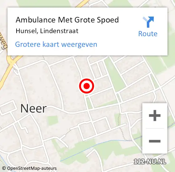 Locatie op kaart van de 112 melding: Ambulance Met Grote Spoed Naar Hunsel, Lindenstraat op 16 januari 2023 05:34