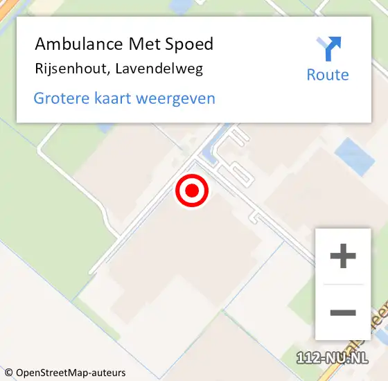 Locatie op kaart van de 112 melding: Ambulance Met Spoed Naar Rijsenhout, Lavendelweg op 16 januari 2023 06:31
