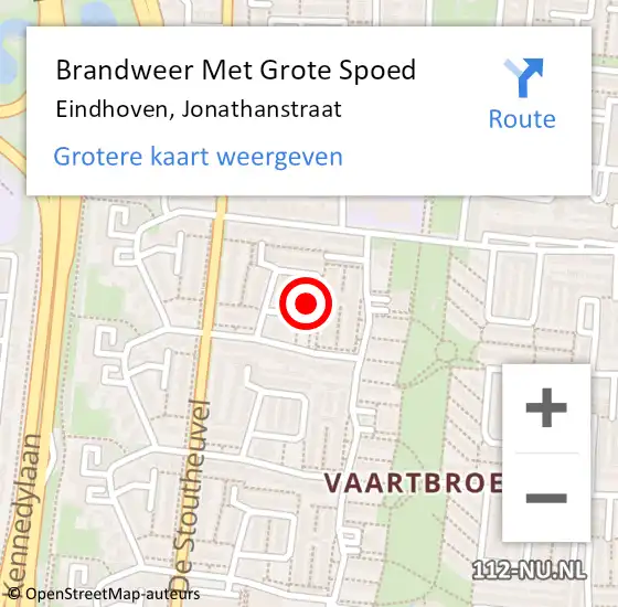Locatie op kaart van de 112 melding: Brandweer Met Grote Spoed Naar Eindhoven, Jonathanstraat op 16 januari 2023 06:34