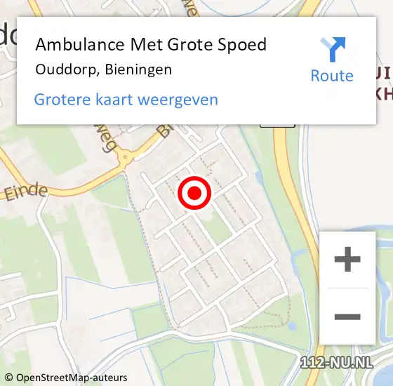 Locatie op kaart van de 112 melding: Ambulance Met Grote Spoed Naar Ouddorp, Bieningen op 16 januari 2023 07:00