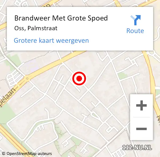 Locatie op kaart van de 112 melding: Brandweer Met Grote Spoed Naar Oss, Palmstraat op 16 januari 2023 07:25