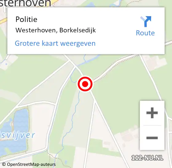 Locatie op kaart van de 112 melding: Politie Westerhoven, Borkelsedijk op 16 januari 2023 07:49