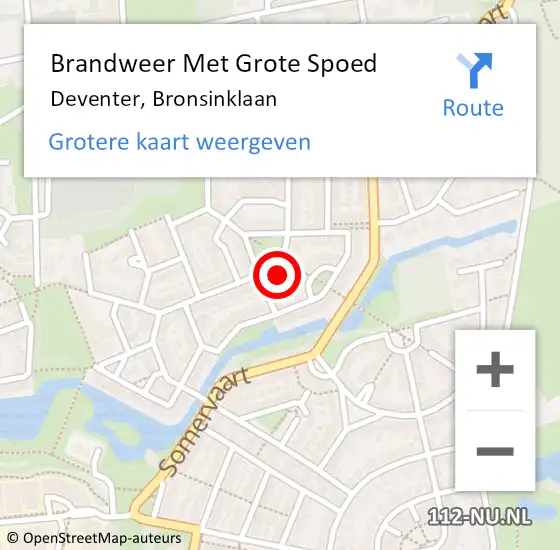 Locatie op kaart van de 112 melding: Brandweer Met Grote Spoed Naar Deventer, Bronsinklaan op 16 januari 2023 08:09