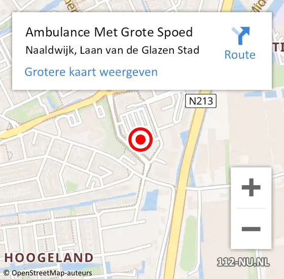 Locatie op kaart van de 112 melding: Ambulance Met Grote Spoed Naar Naaldwijk, Laan van de Glazen Stad op 16 januari 2023 08:20