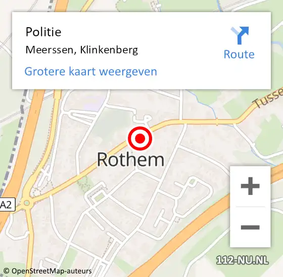 Locatie op kaart van de 112 melding: Politie Meerssen, Klinkenberg op 16 januari 2023 08:44