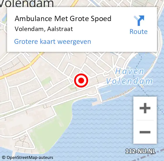 Locatie op kaart van de 112 melding: Ambulance Met Grote Spoed Naar Volendam, Aalstraat op 16 januari 2023 09:05