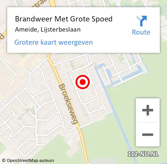 Locatie op kaart van de 112 melding: Brandweer Met Grote Spoed Naar Ameide, Lijsterbeslaan op 16 januari 2023 09:18