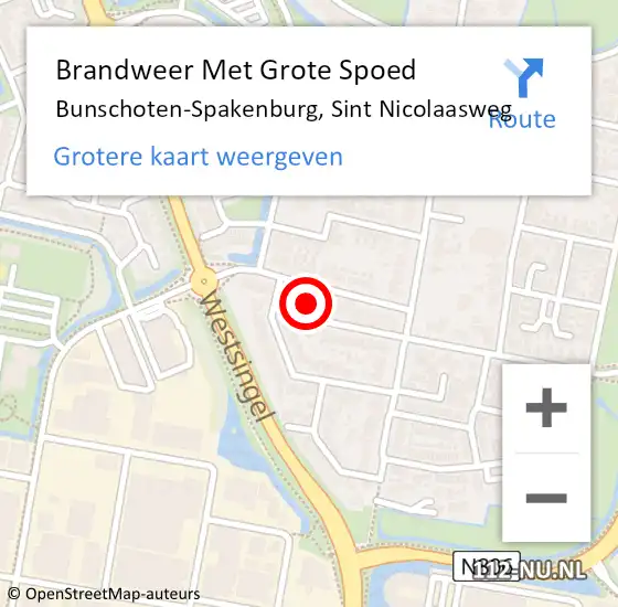Locatie op kaart van de 112 melding: Brandweer Met Grote Spoed Naar Bunschoten-Spakenburg, Sint Nicolaasweg op 16 januari 2023 09:29