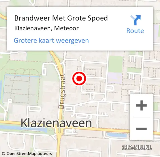 Locatie op kaart van de 112 melding: Brandweer Met Grote Spoed Naar Klazienaveen, Meteoor op 16 januari 2023 09:41