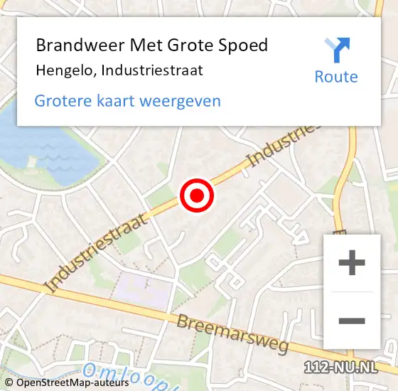 Locatie op kaart van de 112 melding: Brandweer Met Grote Spoed Naar Hengelo, Industriestraat op 16 januari 2023 10:22