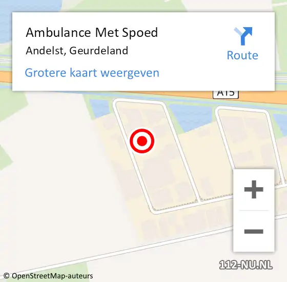Locatie op kaart van de 112 melding: Ambulance Met Spoed Naar Andelst, Geurdeland op 16 januari 2023 10:33
