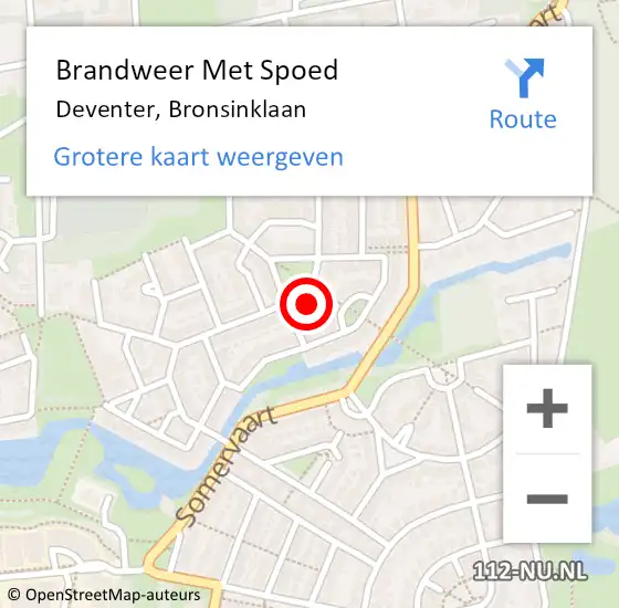 Locatie op kaart van de 112 melding: Brandweer Met Spoed Naar Deventer, Bronsinklaan op 16 januari 2023 10:36