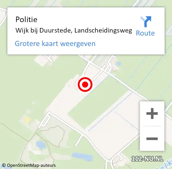 Locatie op kaart van de 112 melding: Politie Wijk bij Duurstede, Landscheidingsweg op 16 januari 2023 10:58