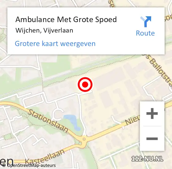 Locatie op kaart van de 112 melding: Ambulance Met Grote Spoed Naar Wijchen, Vijverlaan op 16 januari 2023 11:09