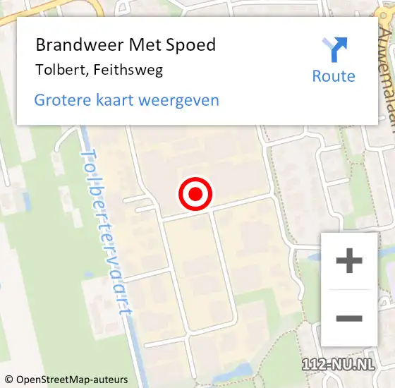 Locatie op kaart van de 112 melding: Brandweer Met Spoed Naar Tolbert, Feithsweg op 16 januari 2023 11:16