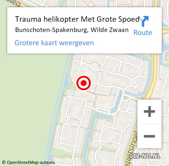 Locatie op kaart van de 112 melding: Trauma helikopter Met Grote Spoed Naar Bunschoten-Spakenburg, Wilde Zwaan op 16 januari 2023 11:47