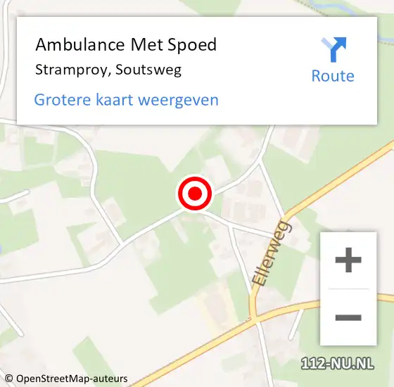 Locatie op kaart van de 112 melding: Ambulance Met Spoed Naar Stramproy, Soutsweg op 16 januari 2023 12:13