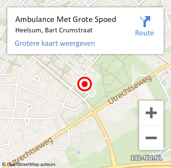 Locatie op kaart van de 112 melding: Ambulance Met Grote Spoed Naar Heelsum, Bart Crumstraat op 16 januari 2023 12:40