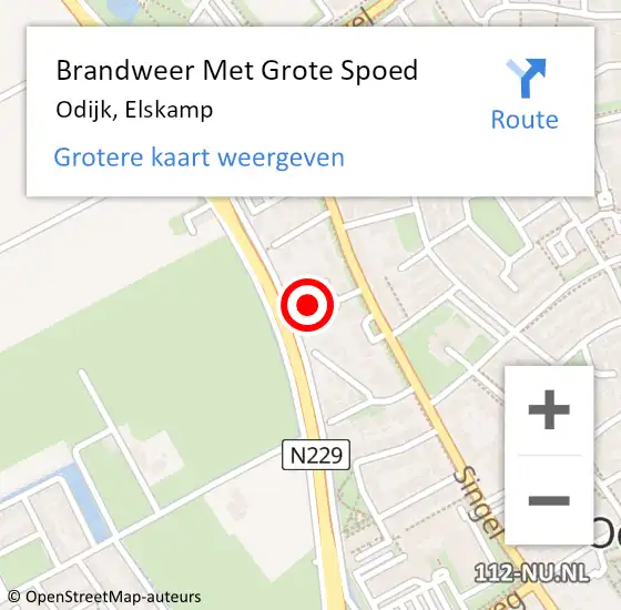 Locatie op kaart van de 112 melding: Brandweer Met Grote Spoed Naar Odijk, Elskamp op 16 januari 2023 12:47