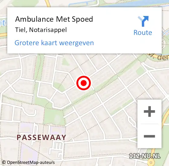 Locatie op kaart van de 112 melding: Ambulance Met Spoed Naar Tiel, Notarisappel op 16 januari 2023 12:58
