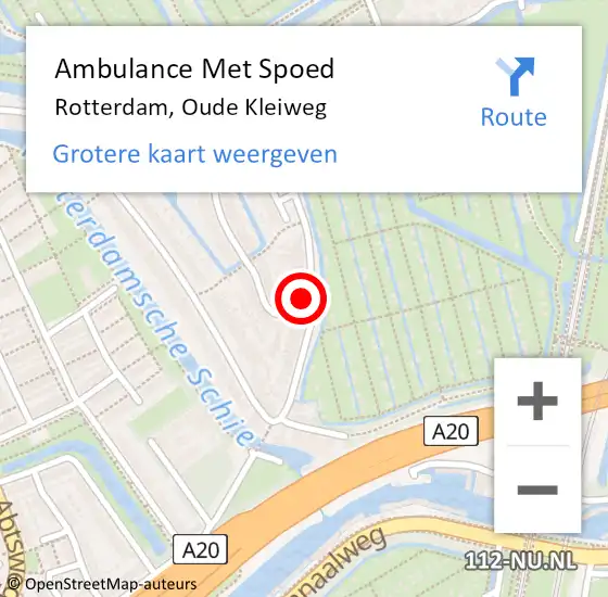 Locatie op kaart van de 112 melding: Ambulance Met Spoed Naar Rotterdam, Oude Kleiweg op 16 januari 2023 13:13