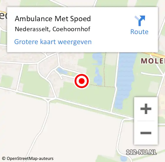 Locatie op kaart van de 112 melding: Ambulance Met Spoed Naar Nederasselt, Coehoornhof op 16 januari 2023 13:39