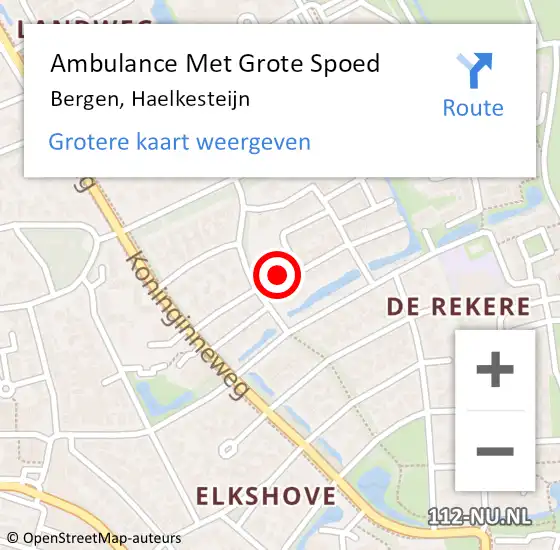 Locatie op kaart van de 112 melding: Ambulance Met Grote Spoed Naar Bergen, Haelkesteijn op 16 januari 2023 13:40