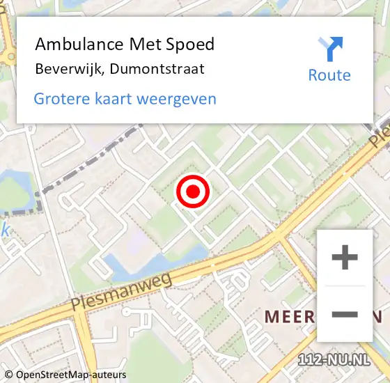 Locatie op kaart van de 112 melding: Ambulance Met Spoed Naar Beverwijk, Dumontstraat op 16 januari 2023 13:54