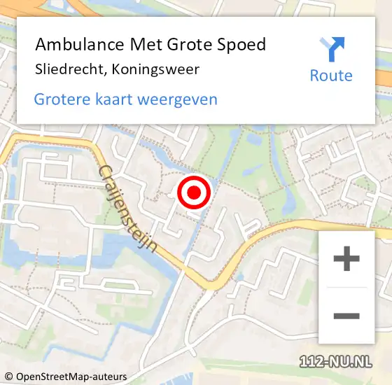 Locatie op kaart van de 112 melding: Ambulance Met Grote Spoed Naar Sliedrecht, Koningsweer op 16 januari 2023 13:58