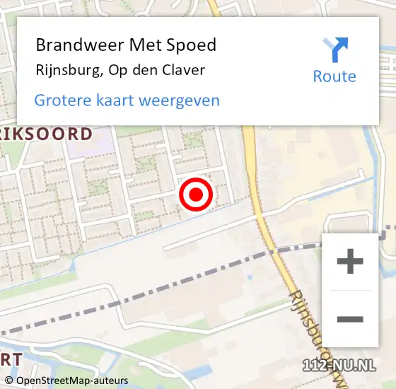 Locatie op kaart van de 112 melding: Brandweer Met Spoed Naar Rijnsburg, Op den Claver op 16 januari 2023 14:15