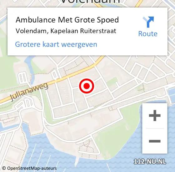 Locatie op kaart van de 112 melding: Ambulance Met Grote Spoed Naar Volendam, Kapelaan Ruiterstraat op 16 januari 2023 14:37