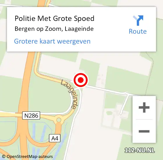Locatie op kaart van de 112 melding: Politie Met Grote Spoed Naar Bergen op Zoom, Laageinde op 16 januari 2023 14:47