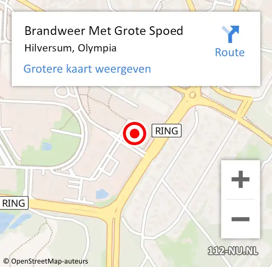 Locatie op kaart van de 112 melding: Brandweer Met Grote Spoed Naar Hilversum, Olympia op 16 januari 2023 14:48