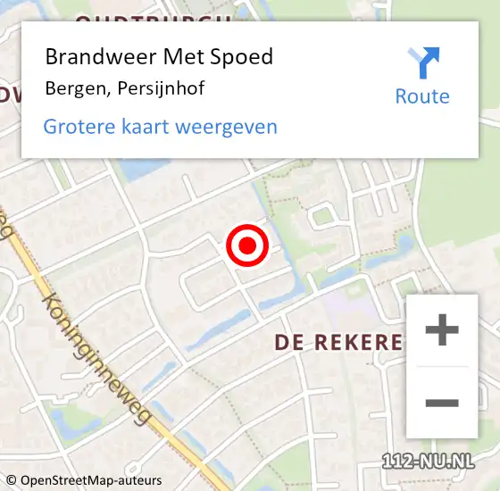 Locatie op kaart van de 112 melding: Brandweer Met Spoed Naar Bergen, Persijnhof op 16 januari 2023 14:54