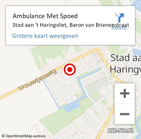 Locatie op kaart van de 112 melding: Ambulance Met Spoed Naar Stad aan 't Haringvliet, Baron van Brienenstraat op 16 januari 2023 15:00