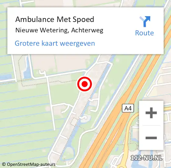 Locatie op kaart van de 112 melding: Ambulance Met Spoed Naar Nieuwe Wetering, Achterweg op 16 januari 2023 15:20