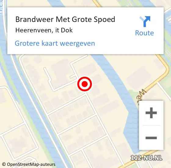 Locatie op kaart van de 112 melding: Brandweer Met Grote Spoed Naar Heerenveen, it Dok op 16 januari 2023 15:27