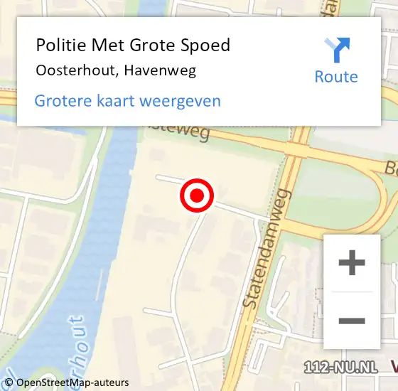 Locatie op kaart van de 112 melding: Politie Met Grote Spoed Naar Oosterhout, Havenweg op 16 januari 2023 15:43