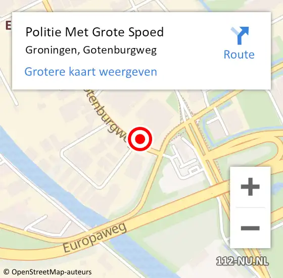 Locatie op kaart van de 112 melding: Politie Met Grote Spoed Naar Groningen, Gotenburgweg op 16 januari 2023 15:55