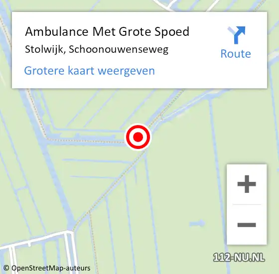 Locatie op kaart van de 112 melding: Ambulance Met Grote Spoed Naar Stolwijk, Schoonouwenseweg op 16 januari 2023 16:15