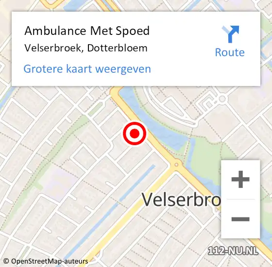 Locatie op kaart van de 112 melding: Ambulance Met Spoed Naar Velserbroek, Dotterbloem op 16 januari 2023 16:17