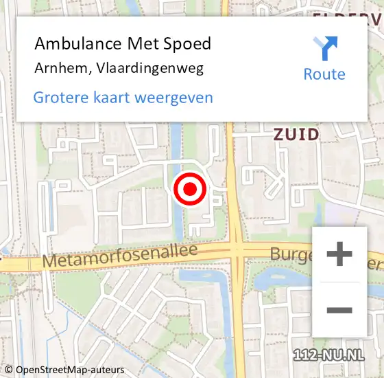 Locatie op kaart van de 112 melding: Ambulance Met Spoed Naar Arnhem, Vlaardingenweg op 16 januari 2023 16:23
