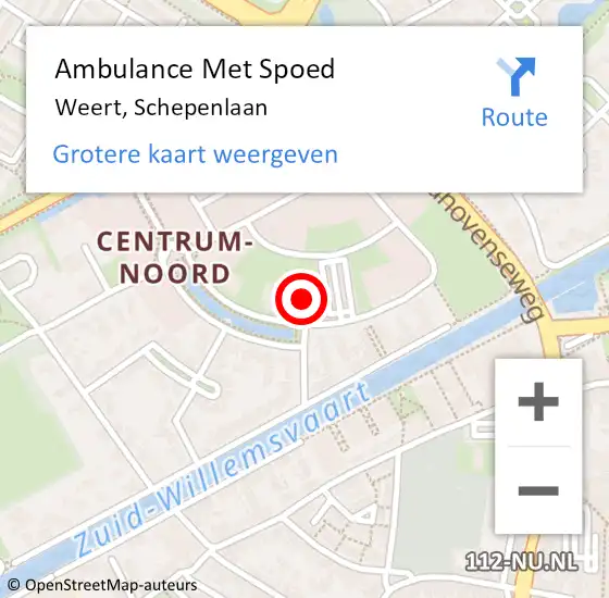 Locatie op kaart van de 112 melding: Ambulance Met Spoed Naar Weert, Schepenlaan op 16 januari 2023 16:34